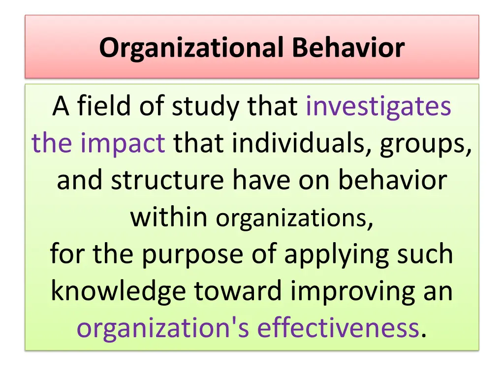 organizational behavior