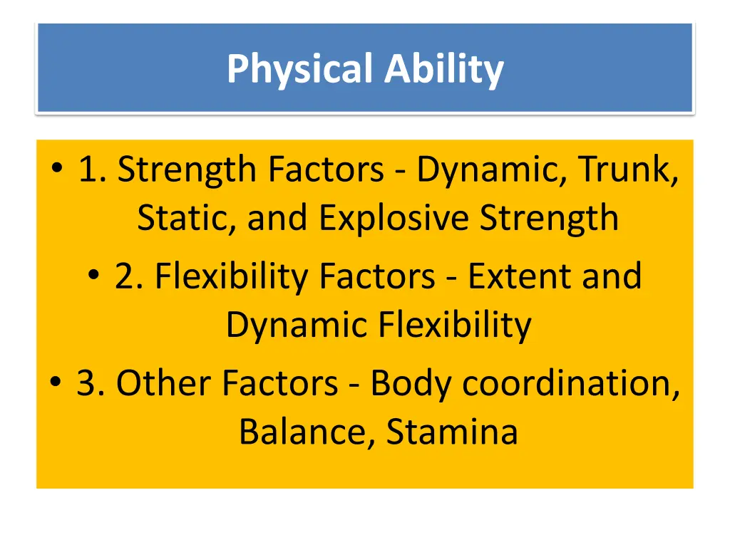 physical ability