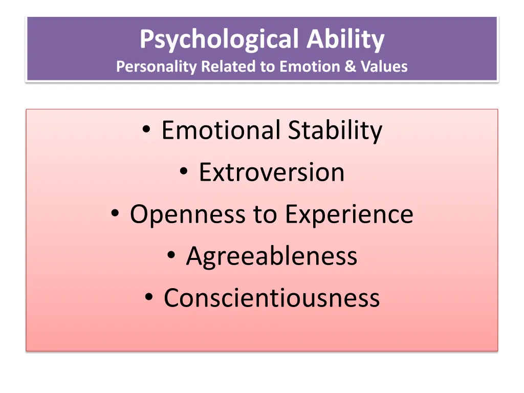 psychological ability personality related