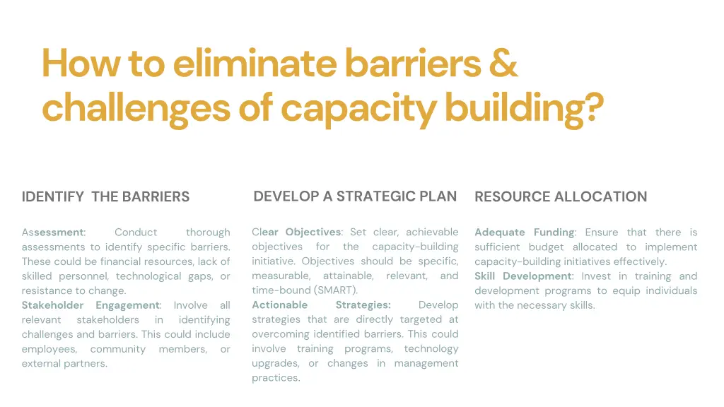 how to eliminate barriers challenges of capacity 1