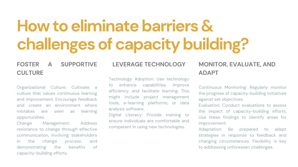 how to eliminate barriers challenges of capacity 2