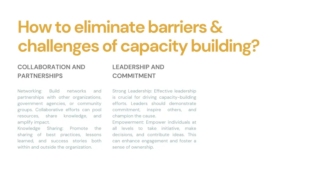 how to eliminate barriers challenges of capacity 3