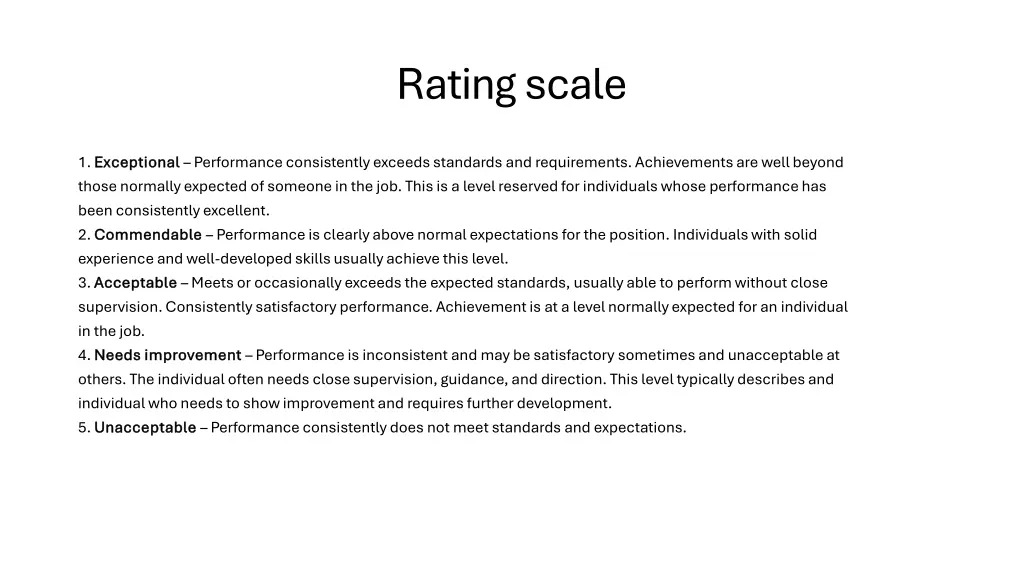 rating scale