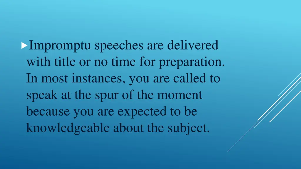 impromptu speeches are delivered with title