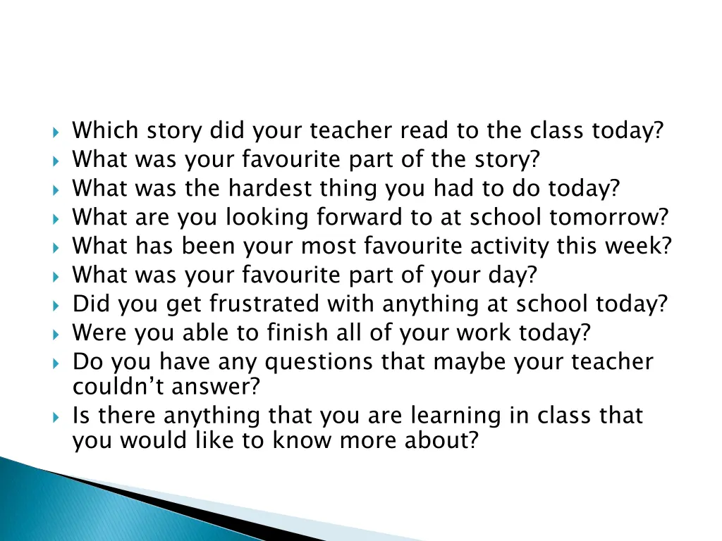 which story did your teacher read to the class