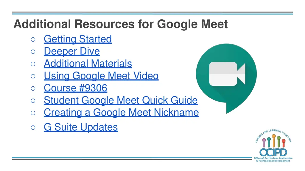 additional resources for google meet getting