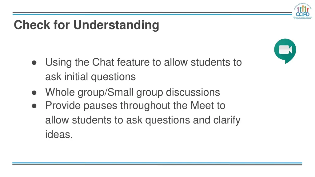 check for understanding