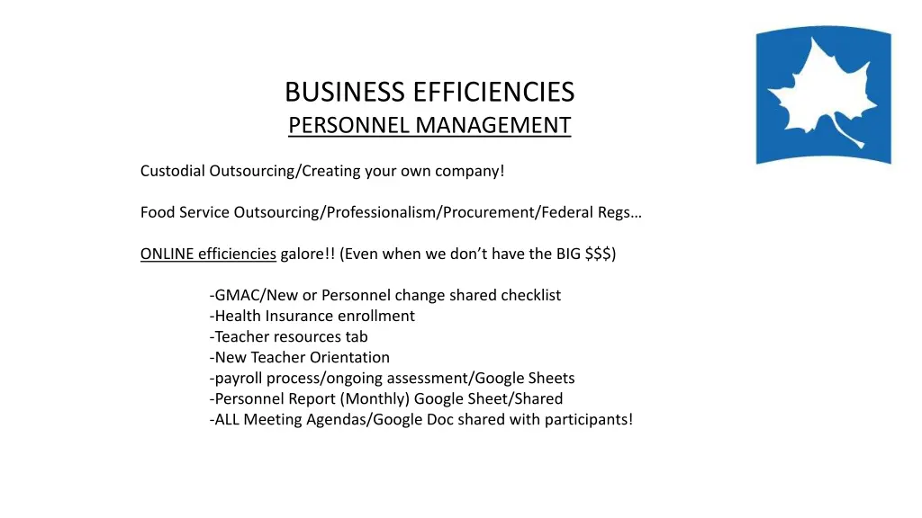 business efficiencies personnel management