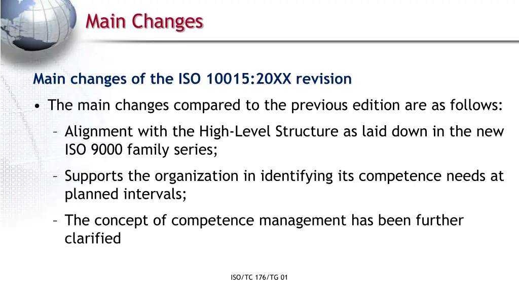 main changes