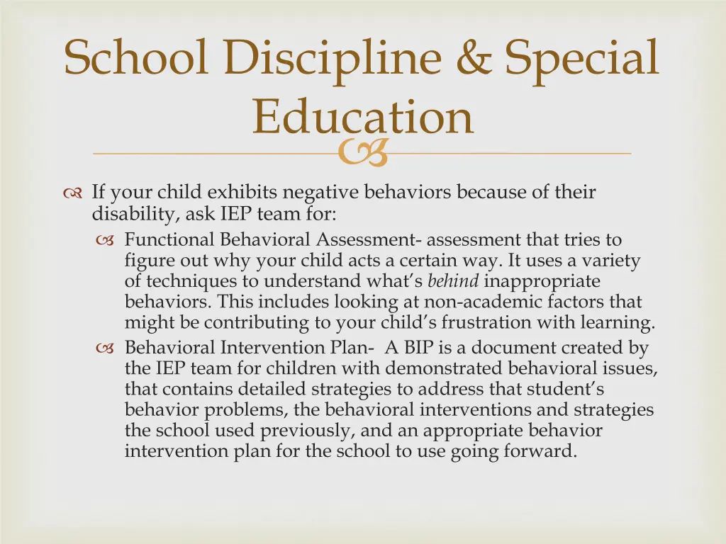 school discipline special education