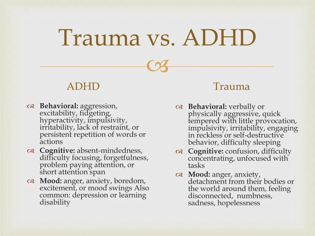 trauma vs adhd