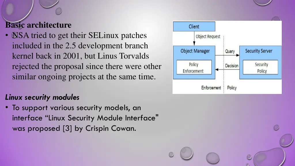 basic architecture nsa tried to get their selinux