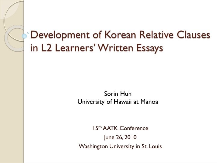 development of korean relative clauses