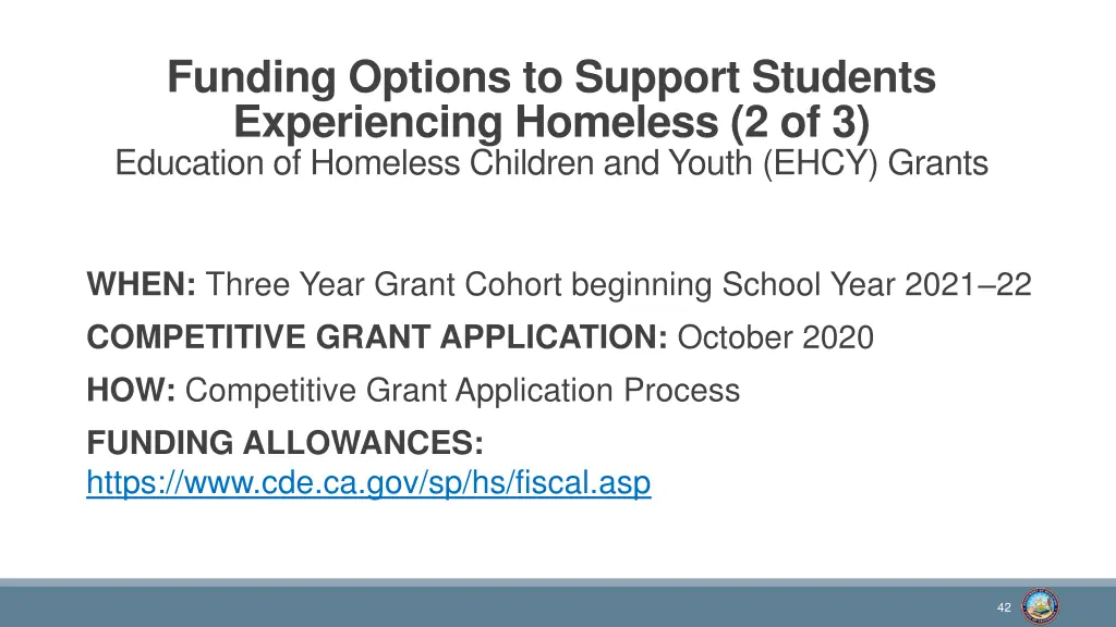 funding options to support students experiencing 1
