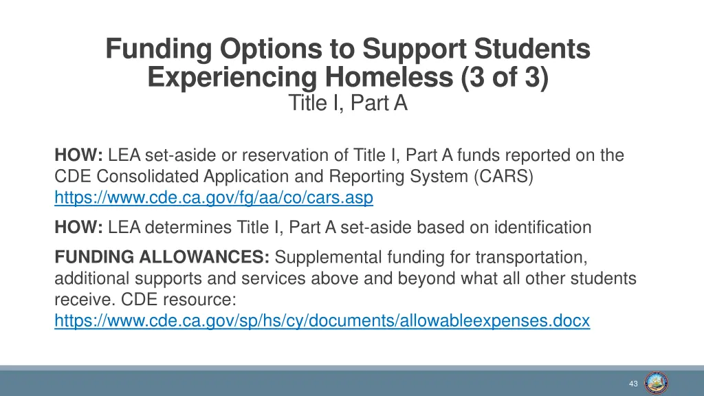 funding options to support students experiencing 2