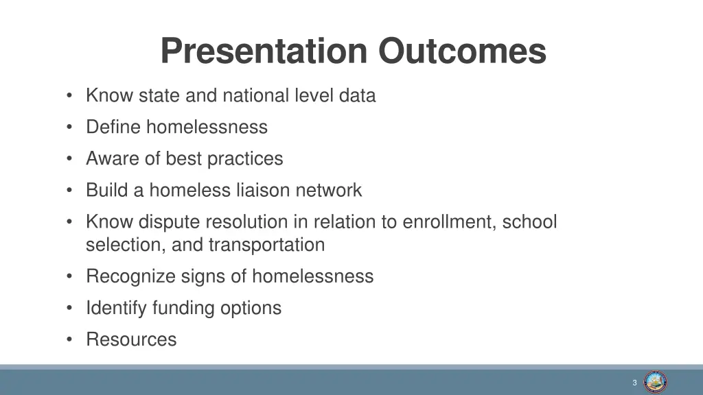 presentation outcomes