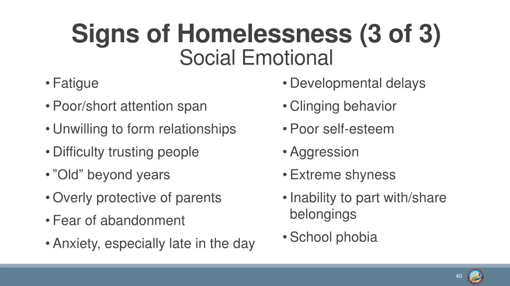 signs of homelessness 3 of 3 social emotional