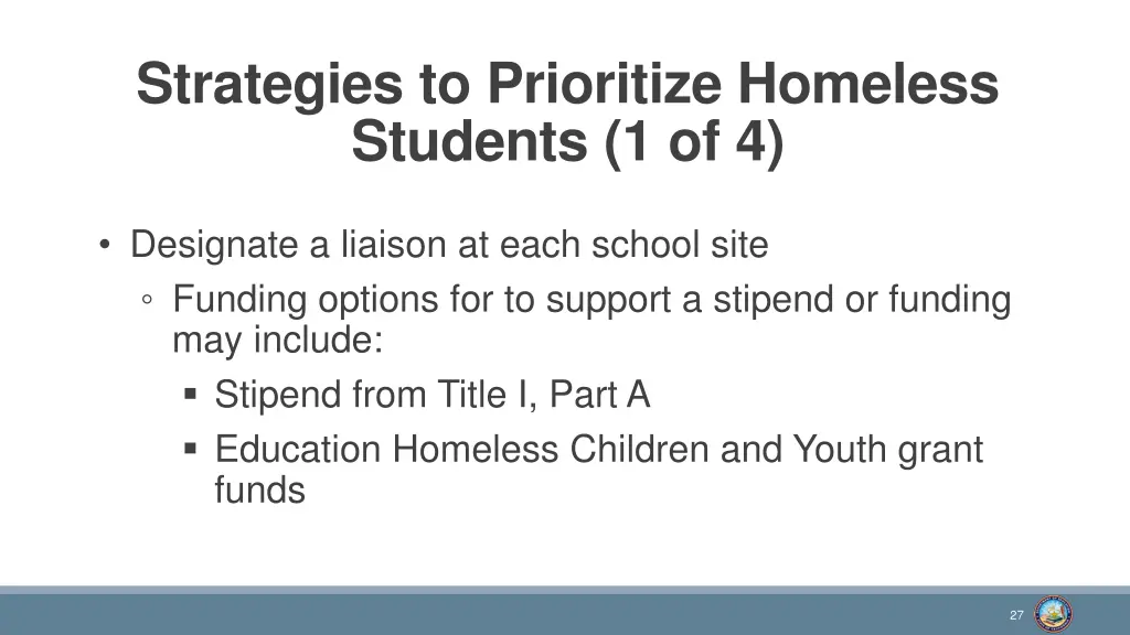 strategies to prioritize homeless students 1 of 4