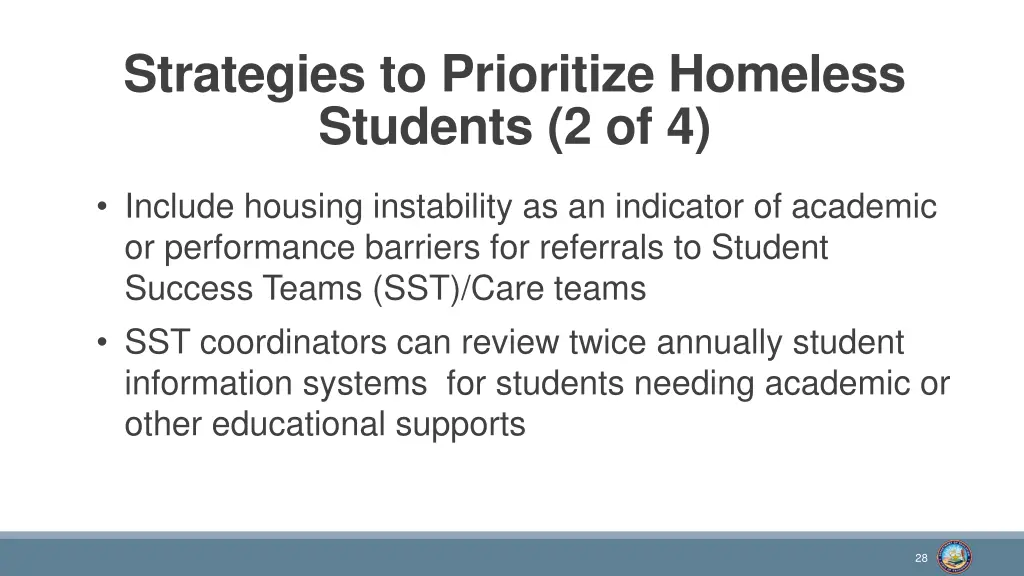 strategies to prioritize homeless students 2 of 4