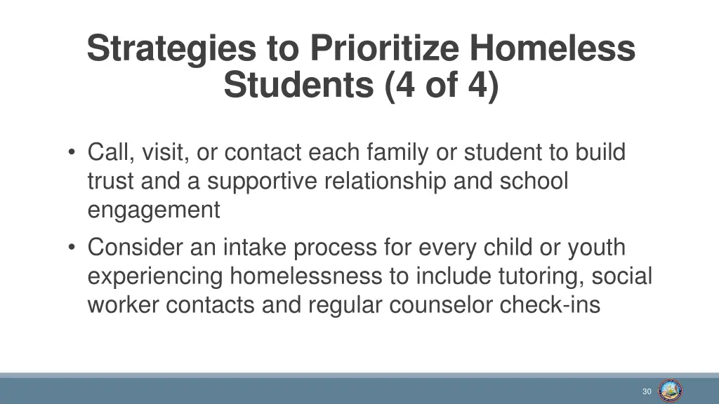 strategies to prioritize homeless students 4 of 4