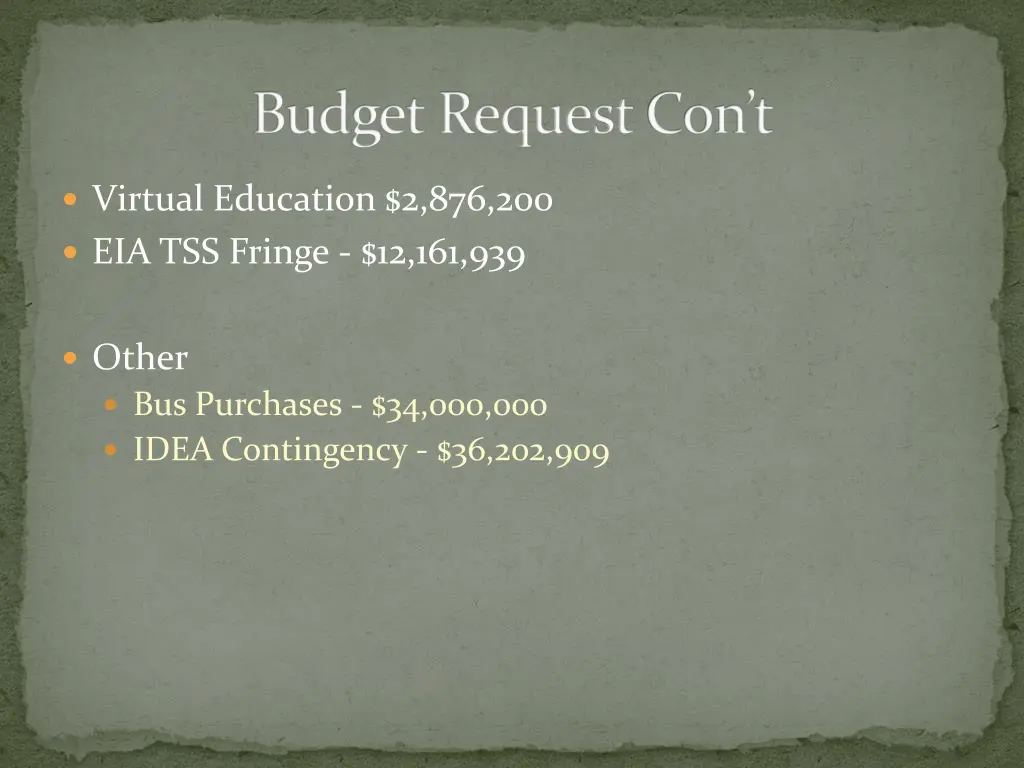 budget request con t