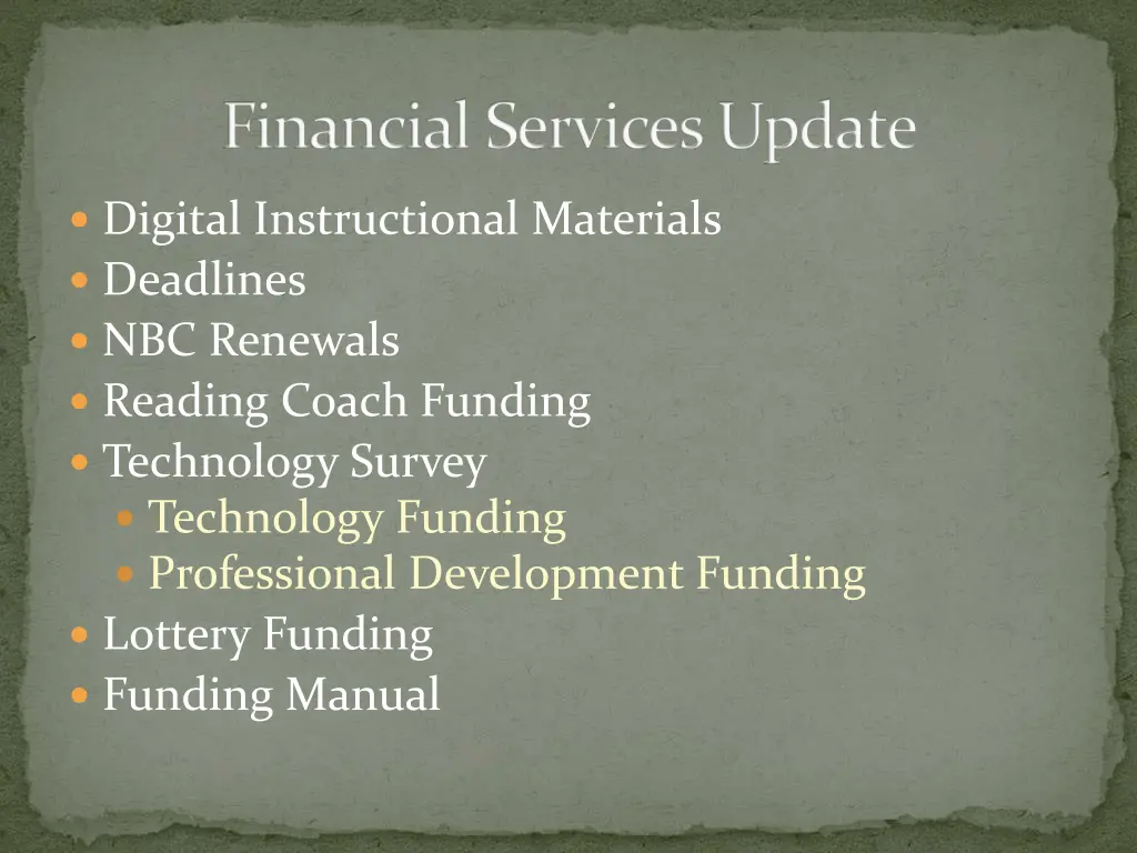 financial services update