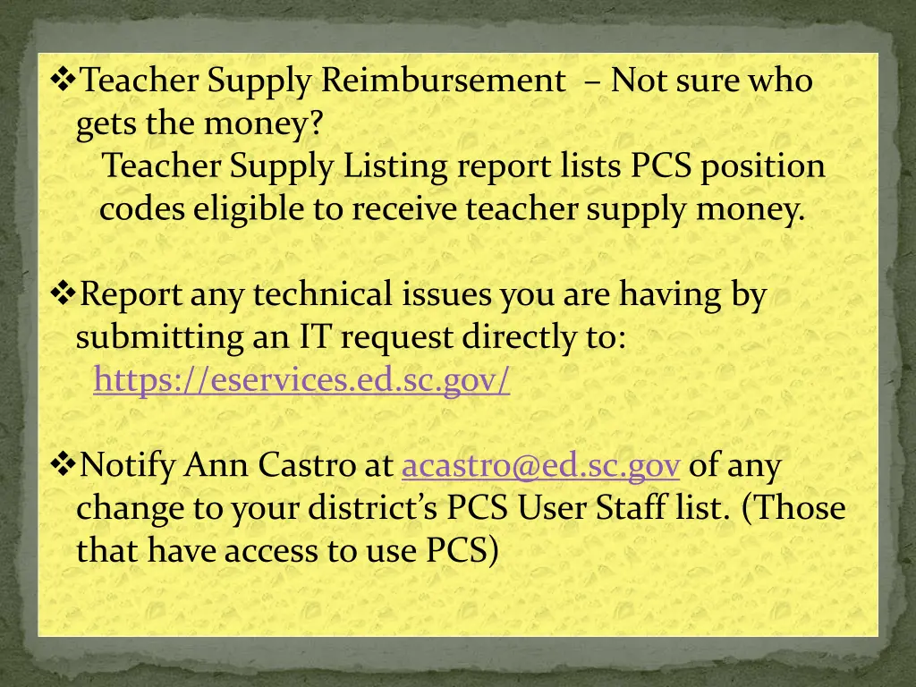 teacher supply reimbursement not sure who gets