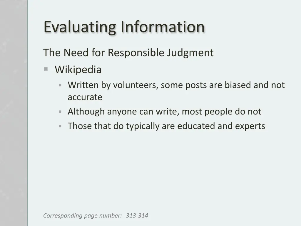 evaluating information 1