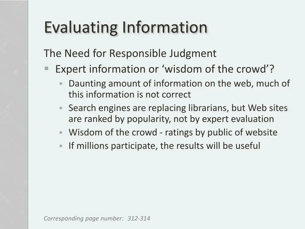 evaluating information
