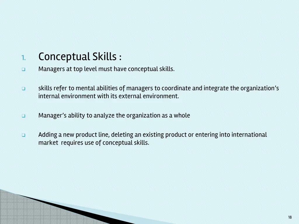 conceptual skills managers at top level must have