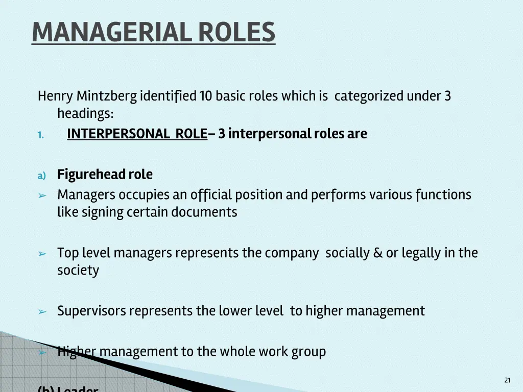 managerial roles