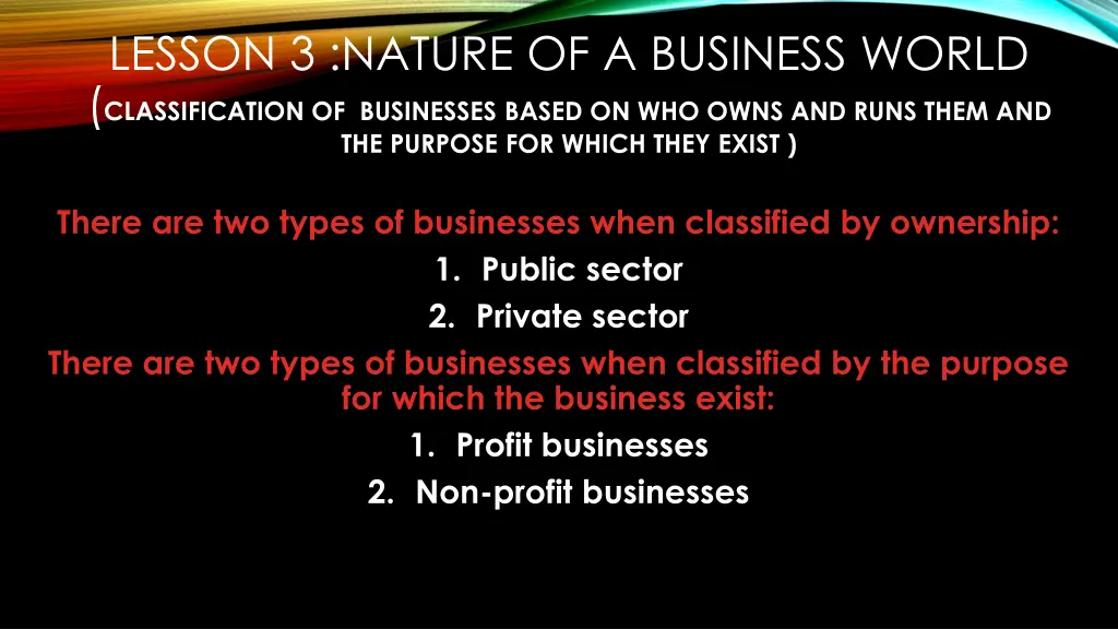 lesson 3 nature of a business world