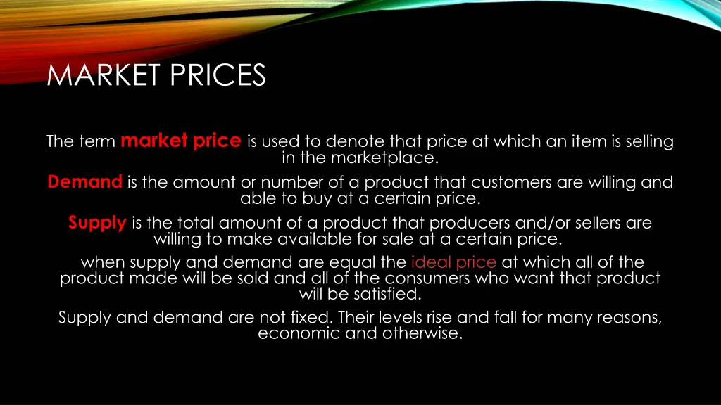 market prices