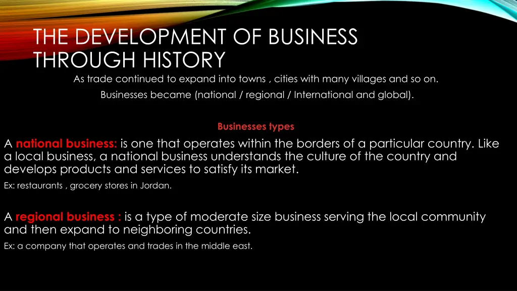 the development of business through history