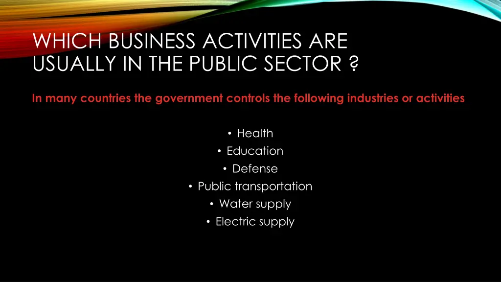 which business activities are usually