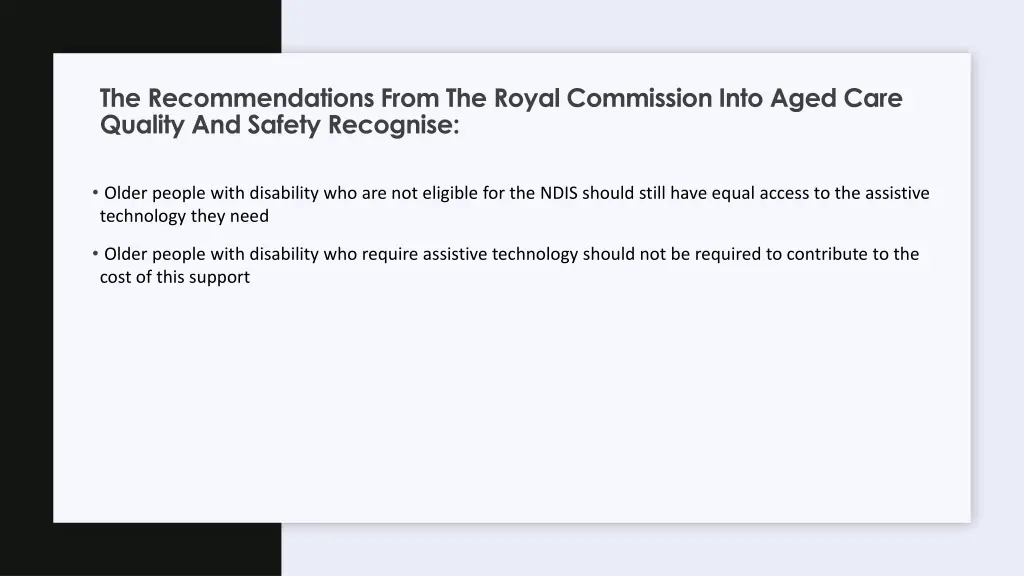 the recommendations from the royal commission