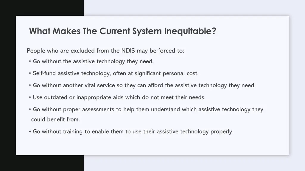 what makes the current system inequitable 1