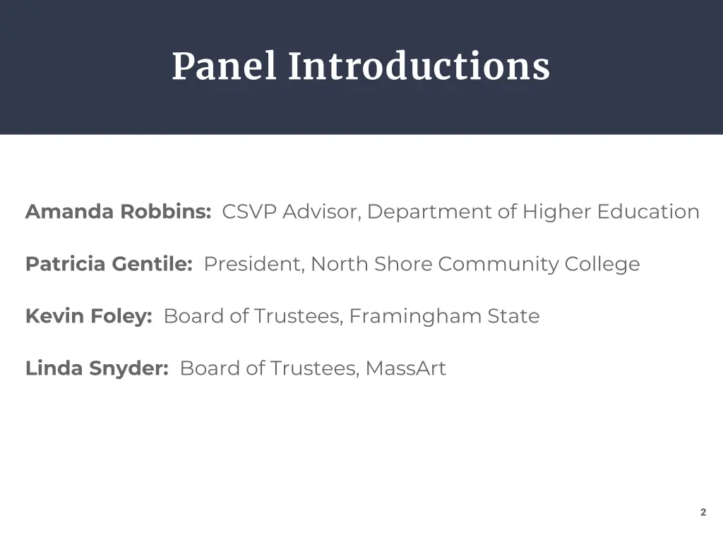 panel introductions
