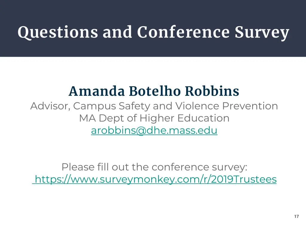 questions and conference survey
