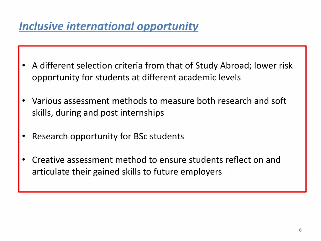 inclusive international opportunity