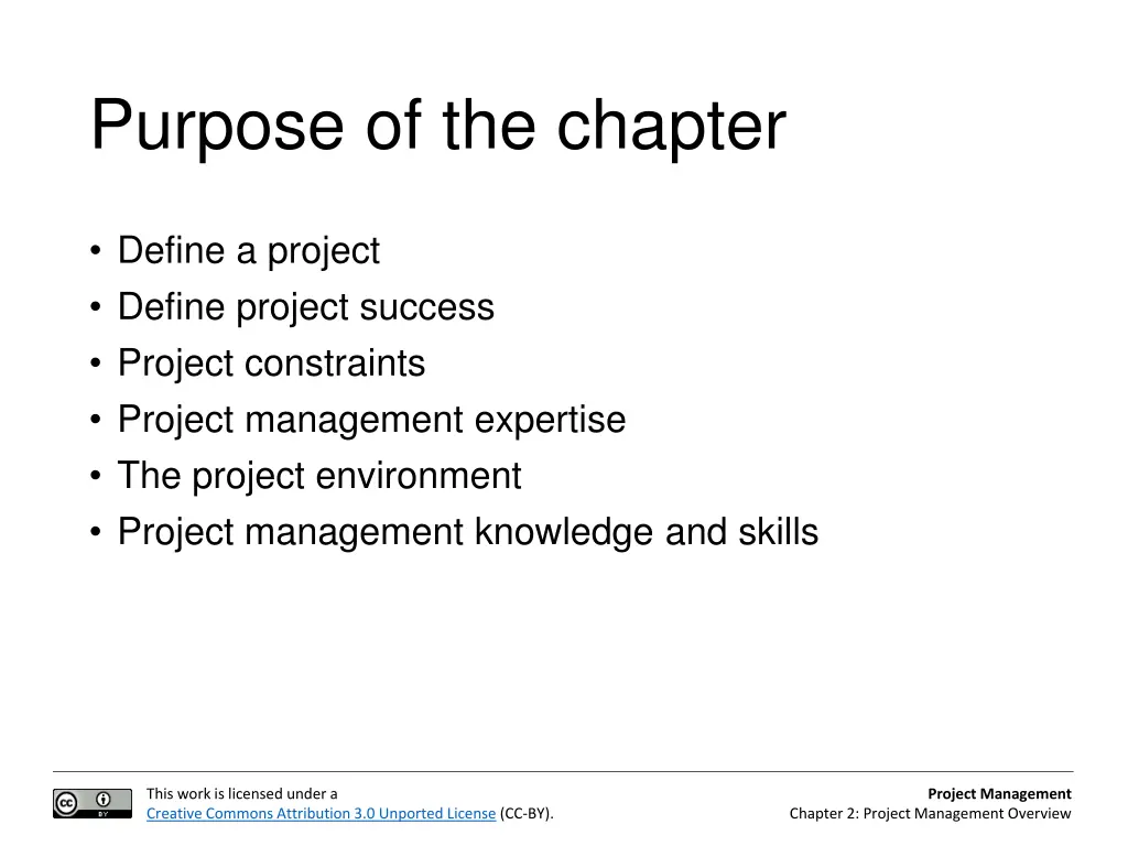purpose of the chapter