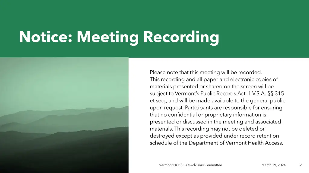 notice meeting recording