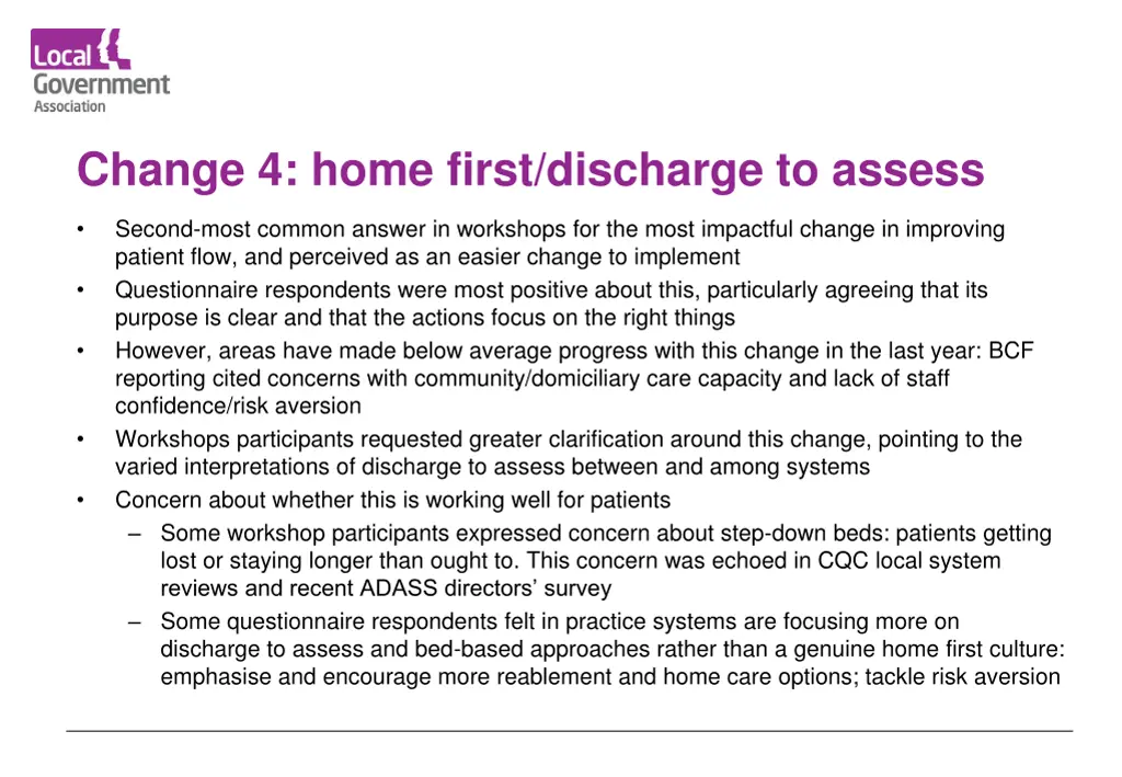 change 4 home first discharge to assess