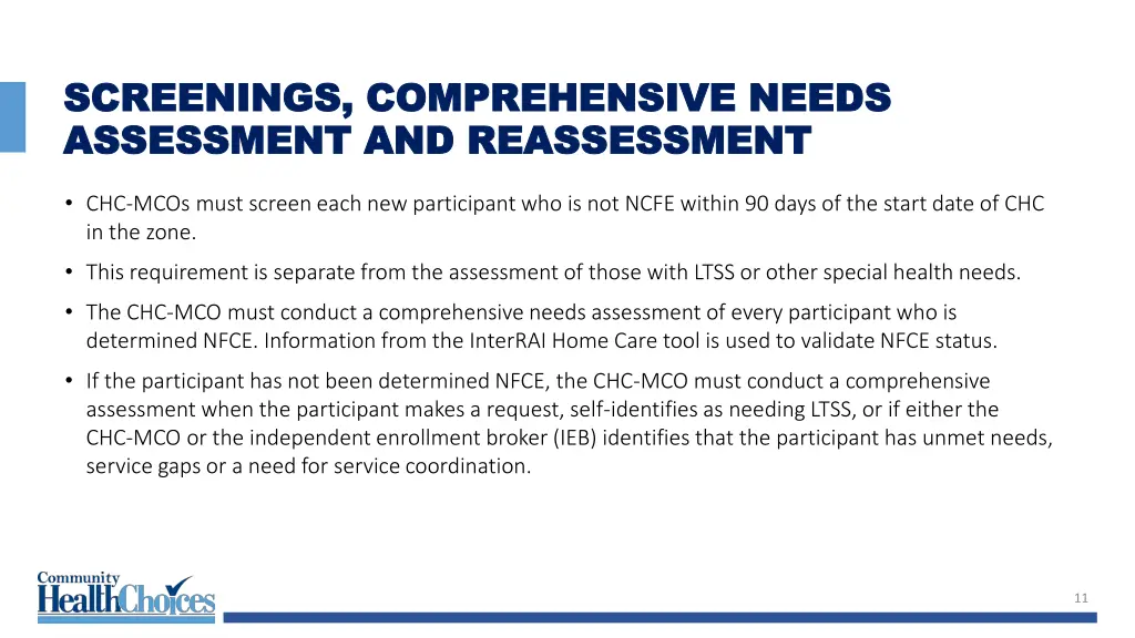 screenings comprehensive needs screenings