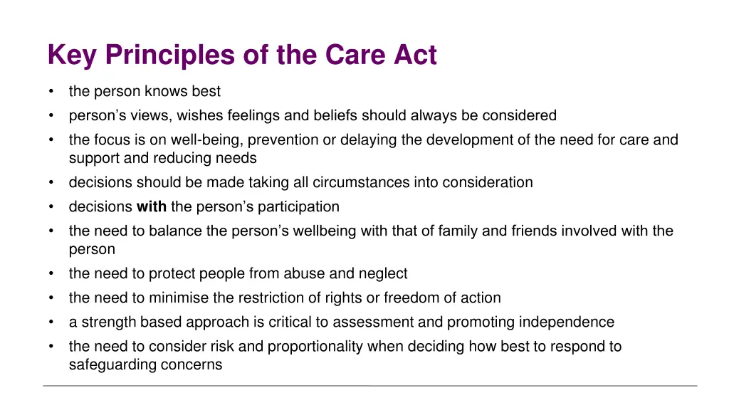 key principles of the care act