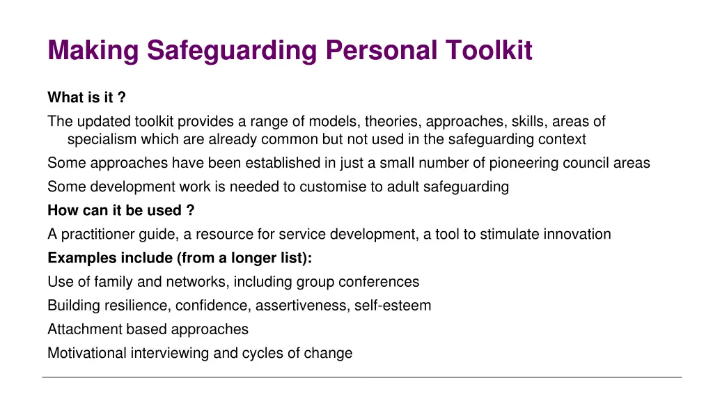 making safeguarding personal toolkit