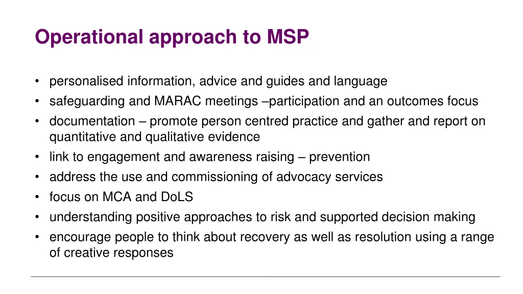 operational approach to msp