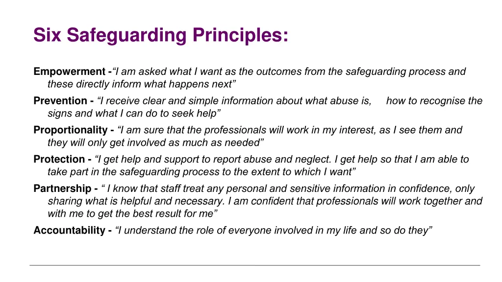 six safeguarding principles