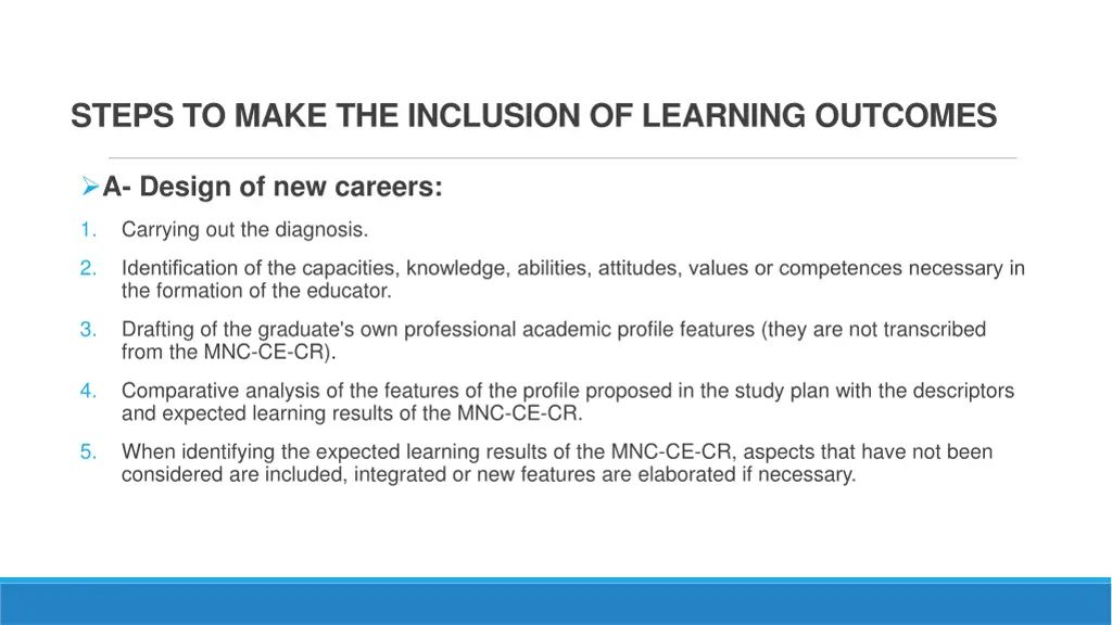 steps to make the inclusion of learning outcomes