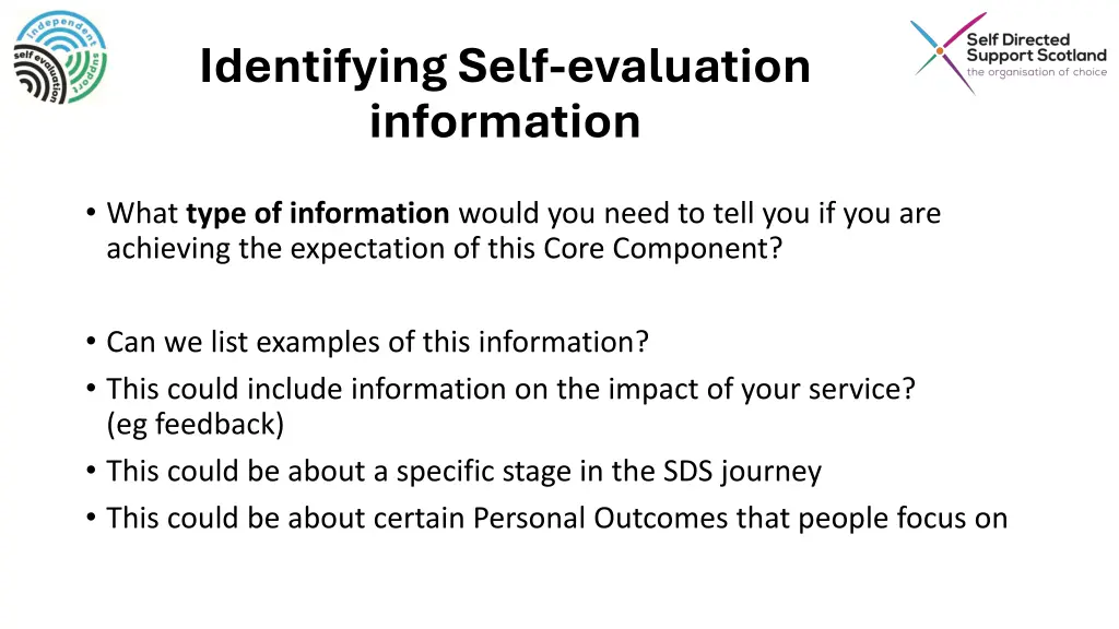 identifying self evaluation information